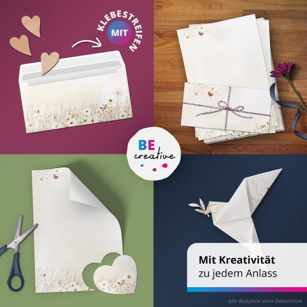 10 Briefpapier und Briefumschlag SET | Aquarell Modern edel | Papier und Umschlag mit Design-Motiv bedruckt | 90 g/m² – Bild 3