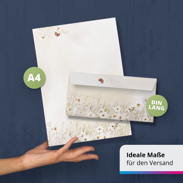 10 Briefpapier und Briefumschlag SET | Aquarell Modern edel | Papier und Umschlag mit Design-Motiv bedruckt | 90 g/m² – Bild 4