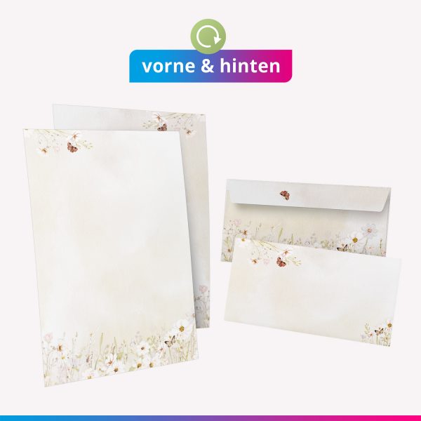 10 Briefpapier und Briefumschlag SET | Aquarell Modern edel | Papier und Umschlag mit Design-Motiv bedruckt | 90 g/m² – Bild 5