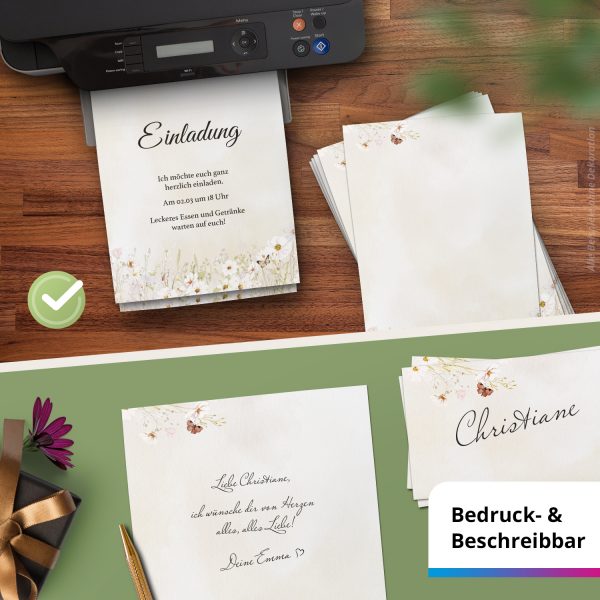 10 Briefpapier und Briefumschlag SET | Aquarell Modern edel | Papier und Umschlag mit Design-Motiv bedruckt | 90 g/m² – Bild 7