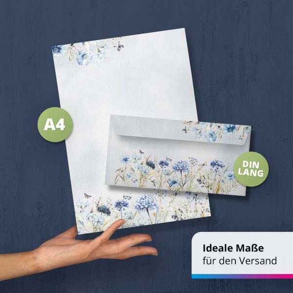 10 Briefpapier und Briefumschlag SET | Aquarell Modern edel | Papier und Umschlag mit Design-Motiv bedruckt | 90 g/m² – Bild 4