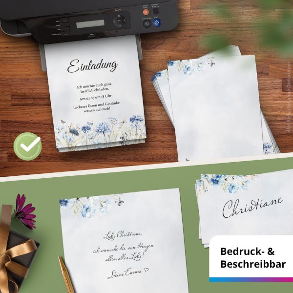 10 Briefpapier und Briefumschlag SET | Aquarell Modern edel | Papier und Umschlag mit Design-Motiv bedruckt | 90 g/m² – Bild 7
