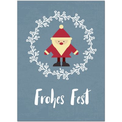 10 x moderne Weihnachtskarten mit Umschlag, Motiv FROHES FEST (blau-grau modern) im Postkarten Format / Weihnachten / Weihnachtsgrußkarte