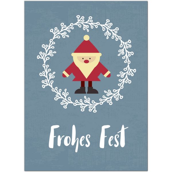 10 x moderne Weihnachtskarten mit Umschlag, Motiv FROHES FEST (blau-grau modern) im Postkarten Format / Weihnachten / Weihnachtsgrußkarte