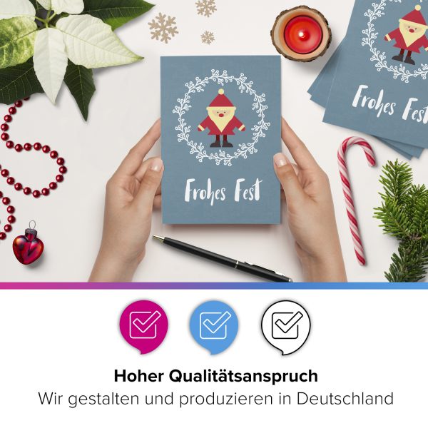 10 x moderne Weihnachtskarten mit Umschlag, Motiv FROHES FEST (blau-grau modern) im Postkarten Format / Weihnachten / Weihnachtsgrußkarte – Bild 2