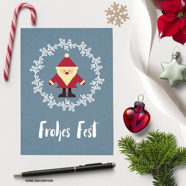 10 x moderne Weihnachtskarten mit Umschlag, Motiv FROHES FEST (blau-grau modern) im Postkarten Format / Weihnachten / Weihnachtsgrußkarte – Bild 3
