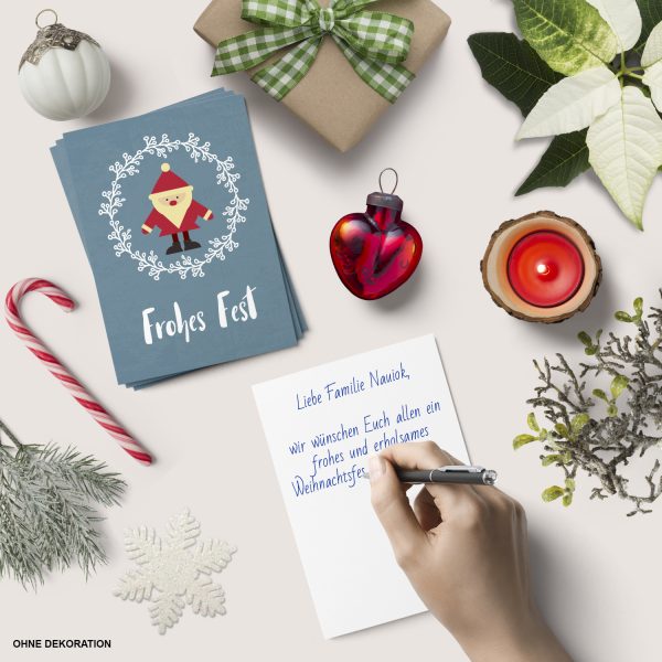 10 x moderne Weihnachtskarten mit Umschlag, Motiv FROHES FEST (blau-grau modern) im Postkarten Format / Weihnachten / Weihnachtsgrußkarte – Bild 4