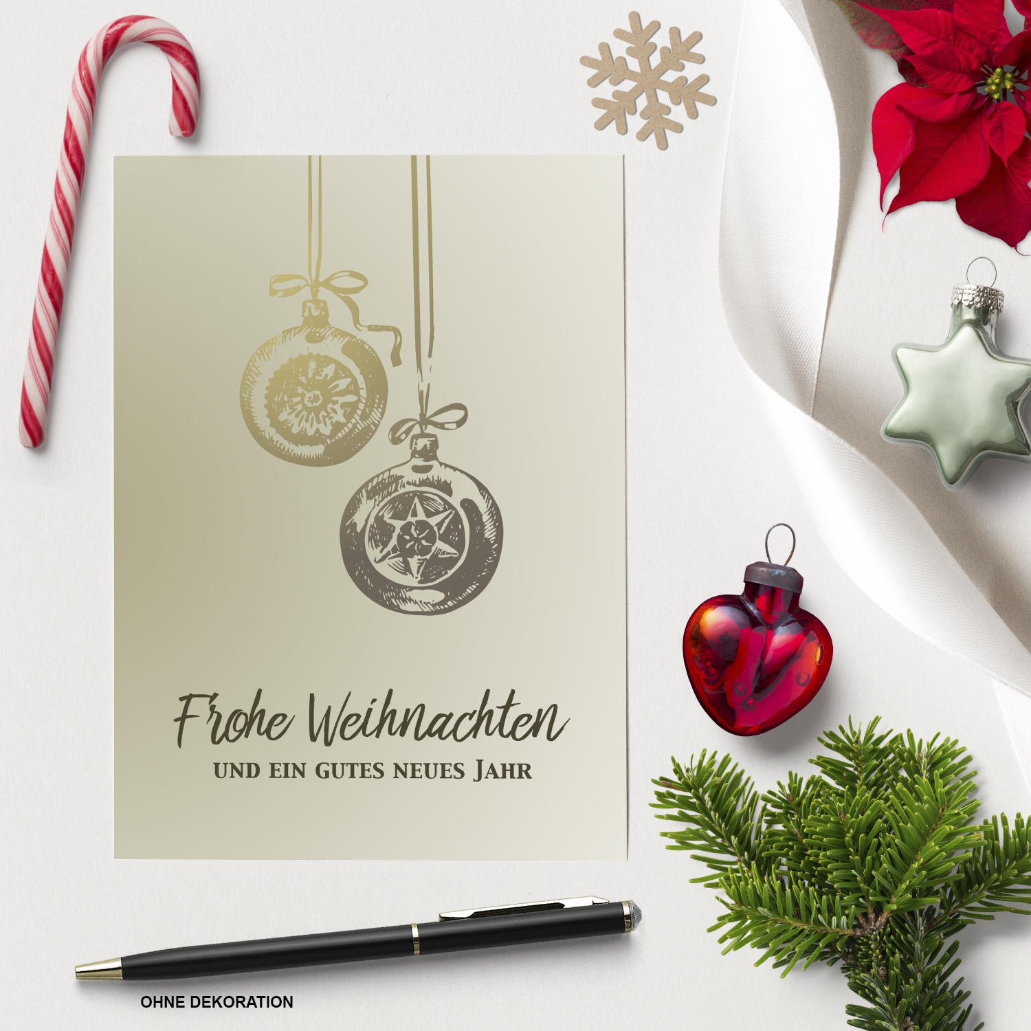 10 x moderne Weihnachtskarten mit Umschlag, Motiv Frohe Weihnachten Vintage (beige, braun, shabby chic) im Postkarten-Format – Bild 3
