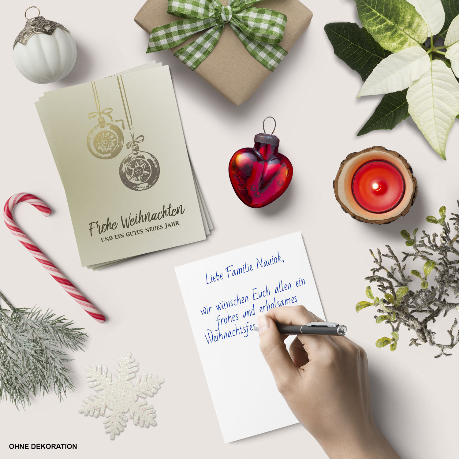 10 x moderne Weihnachtskarten mit Umschlag, Motiv Frohe Weihnachten Vintage (beige, braun, shabby chic) im Postkarten-Format – Bild 4