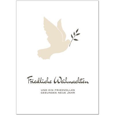 10 x moderne Weihnachtskarten mit Umschlag, Motiv Friedenstaube (beige, weiss) im Postkarten Format / Weihnachten