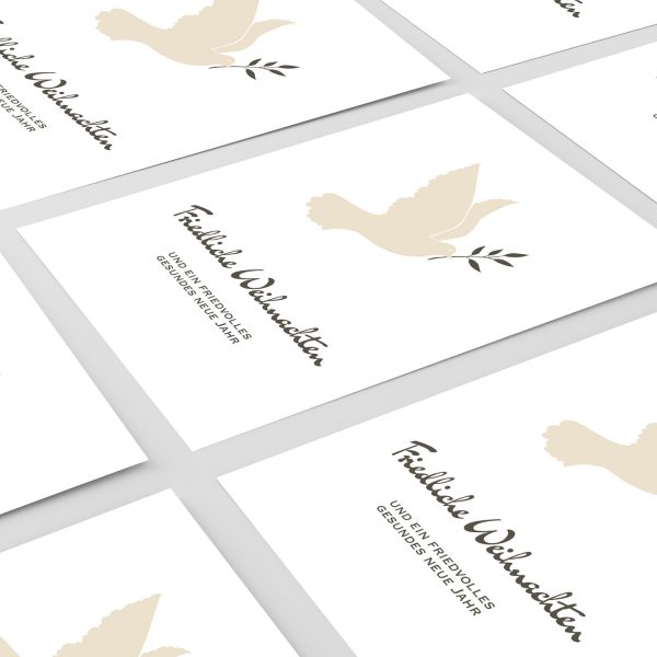 10 x moderne Weihnachtskarten mit Umschlag, Motiv Friedenstaube (beige, weiss) im Postkarten Format / Weihnachten – Bild 6