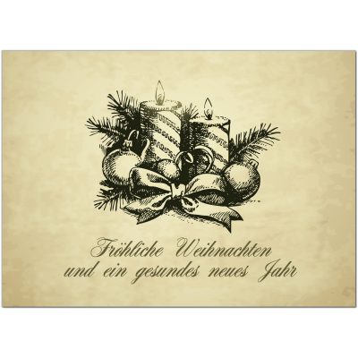 10 x moderne Weihnachtskarten mit Umschlag, Motiv Vintage Look Adventsgesteck im Postkarten-Format / Weihnachtspost / Weihnachten