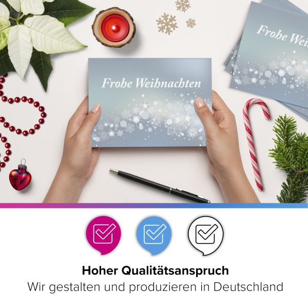 10 x moderne Weihnachtskarten mit Umschlag, Motiv Frohe Weihnachten modern (hell blau, grau) im Postkarten Format / Weihnachten / Weihnachtspost – Bild 2