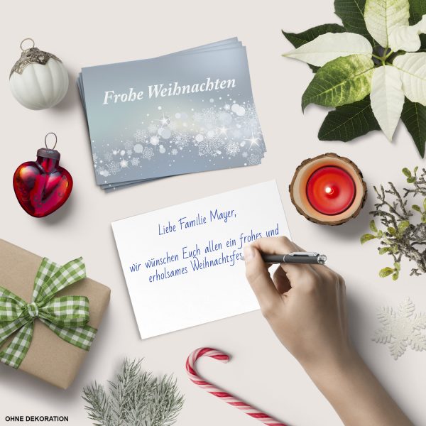 10 x moderne Weihnachtskarten mit Umschlag, Motiv Frohe Weihnachten modern (hell blau, grau) im Postkarten Format / Weihnachten / Weihnachtspost – Bild 4