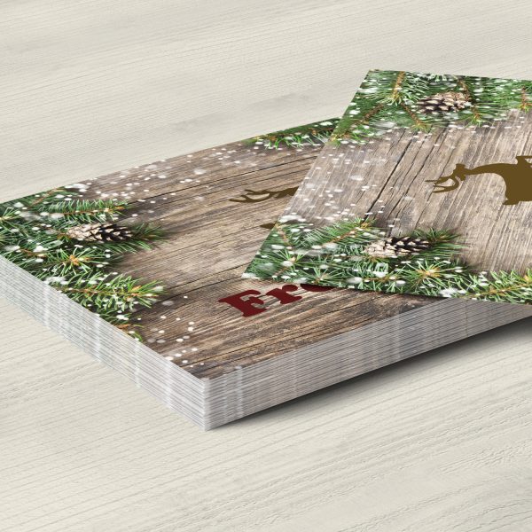 10 x moderne Weihnachtskarten mit Umschlag, Motiv Holz und Tannen rustikal (Frohes Fest) im Postkarten Format / Weihnachten / Weihnachtspostkarte – Bild 5