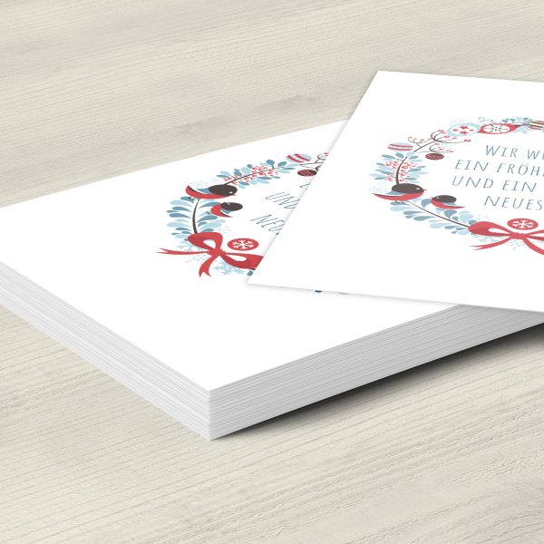10 x moderne Weihnachtskarten mit Umschlag, Motiv Moderner Kranz (edel, weiss, bunter Kranz) im Postkarten Format / Weihnachten / Weihnachtspost – Bild 5