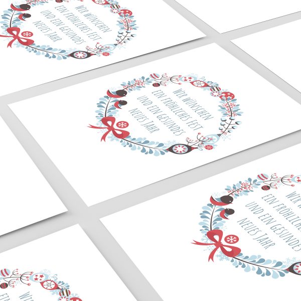 10 x moderne Weihnachtskarten mit Umschlag, Motiv Moderner Kranz (edel, weiss, bunter Kranz) im Postkarten Format / Weihnachten / Weihnachtspost – Bild 6