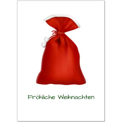 10 x moderne Weihnachtskarten mit Umschlag, Motiv Weihnachtssack schlicht (rot, weiss) im Postkarten Format / Weihnachten / Weihnachtspostkarten