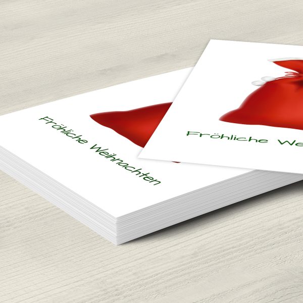 10 x moderne Weihnachtskarten mit Umschlag, Motiv Weihnachtssack schlicht (rot, weiss) im Postkarten Format / Weihnachten / Weihnachtspostkarten – Bild 5