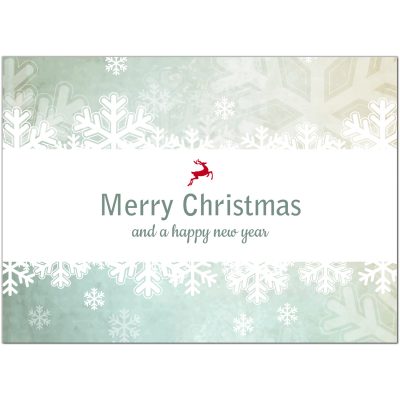 15 x Weihnachtskarten mit Umschlag, Motiv Englisch Merry Christmas für Firmen (türkis, grau, modern) im Postkarten Format / Weihnachten / Weihnachtspostkarten