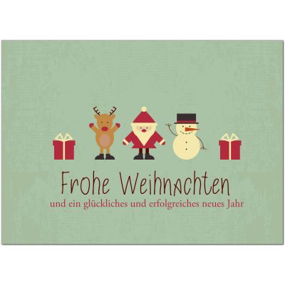 10 x moderne Weihnachtskarten mit Umschlag, Motiv Moderner Vintage Look mit weihnachtlichen Symbolen (Türkis grün) - Grußkarten im Postkarten Format / Weihnachten / im Set