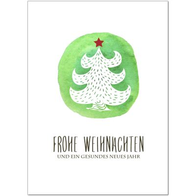 10 x moderne Weihnachtskarten mit Umschlag, Motiv Tanne Aquarell Modern (grün, schlicht, edel) im Postkarten Format / Weihnachten / Weihnachtspostkarte