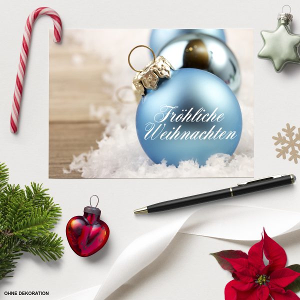 10 x moderne Weihnachtskarten mit Umschlag, Motiv Weihnachtskugel (blau) im Postkarten Format / Weihnachten / Weihnachtspostkarte – Bild 3