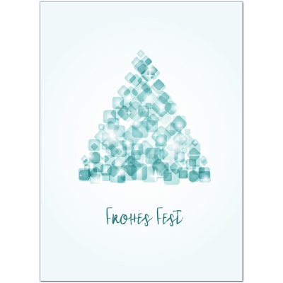 10 x moderne Weihnachtskarten mit Umschlag, Motiv Tannenbaum modern (blau, türkis) im Postkarten Format / Weihnachten / Weihnachtspostkarte