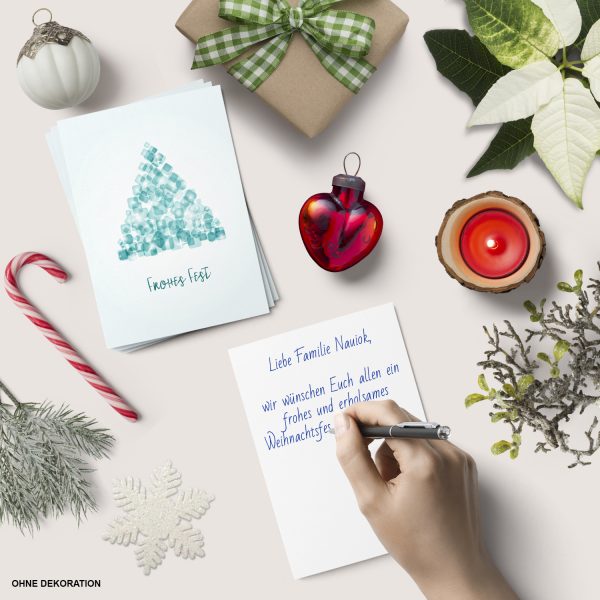 10 x moderne Weihnachtskarten mit Umschlag, Motiv Tannenbaum modern (blau, türkis) im Postkarten Format / Weihnachten / Weihnachtspostkarte – Bild 4