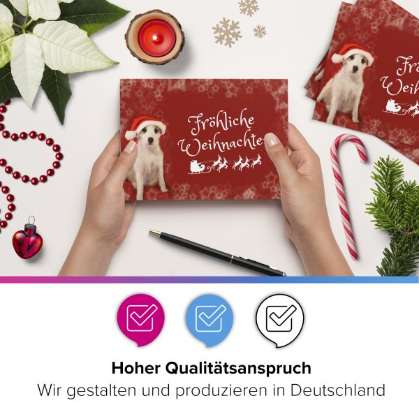 10 x moderne Weihnachtskarten mit Umschlag, Hund Witzig rot mit Text - Grußkarten im Postkarten Format / Weihnachten / im Set – Bild 2