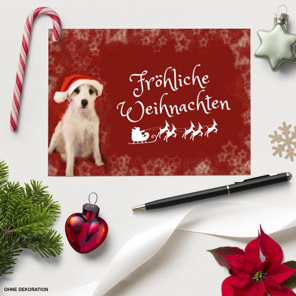 10 x moderne Weihnachtskarten mit Umschlag, Hund Witzig rot mit Text - Grußkarten im Postkarten Format / Weihnachten / im Set – Bild 3