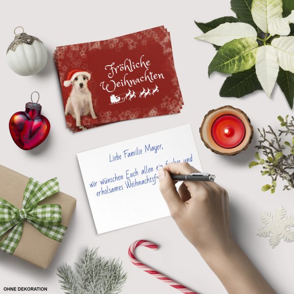10 x moderne Weihnachtskarten mit Umschlag, Hund Witzig rot mit Text - Grußkarten im Postkarten Format / Weihnachten / im Set – Bild 4