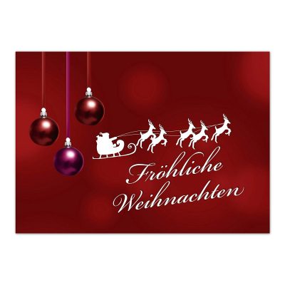 10 x moderne Weihnachtskarten mit Umschlag, Motiv 3 rote Kugeln modern mit Text - Grußkarten im Postkarten Format / Weihnachten / im Set