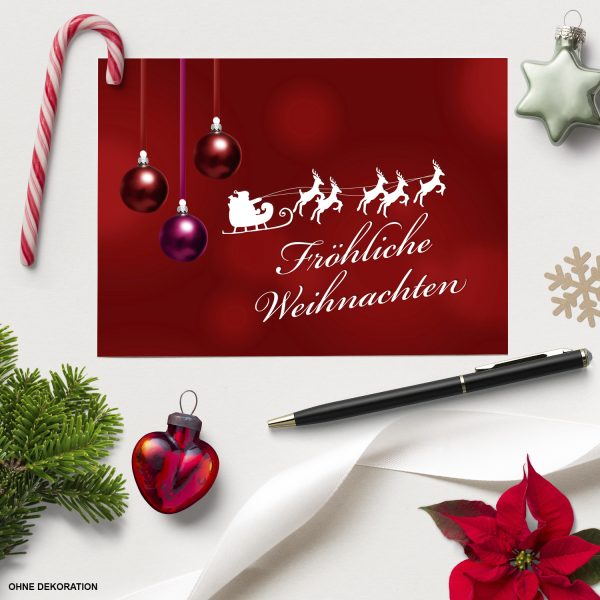 10 x moderne Weihnachtskarten mit Umschlag, Motiv 3 rote Kugeln modern mit Text - Grußkarten im Postkarten Format / Weihnachten / im Set – Bild 2