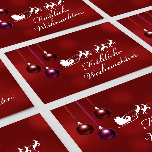 10 x moderne Weihnachtskarten mit Umschlag, Motiv 3 rote Kugeln modern mit Text - Grußkarten im Postkarten Format / Weihnachten / im Set – Bild 5