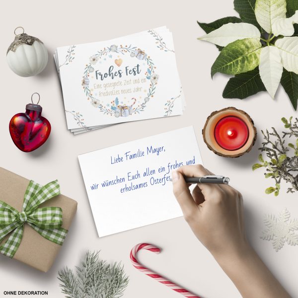 10 x moderne Weihnachtskarten mit Umschlag Motiv Weihnachten Aquarell Cool Kranz und Geschenke traditionell – Bild 4