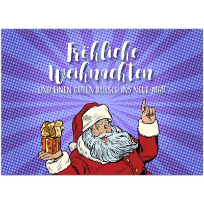 10 x moderne Weihnachtskarten mit Umschlag Motiv Weihnachten Weihnachtsmann Retro Modern Fröhliche Weihnachten