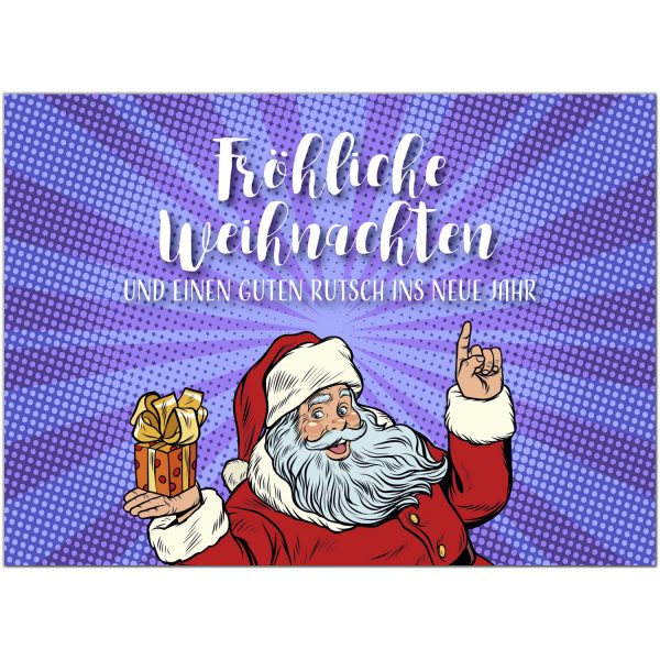 10 x moderne Weihnachtskarten mit Umschlag Motiv Weihnachten Weihnachtsmann Retro Modern Fröhliche Weihnachten