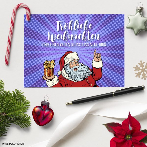 10 x moderne Weihnachtskarten mit Umschlag Motiv Weihnachten Weihnachtsmann Retro Modern Fröhliche Weihnachten – Bild 3