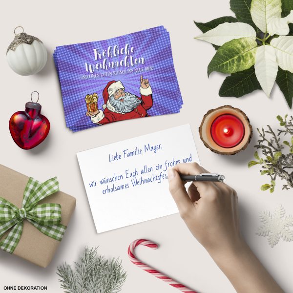 10 x moderne Weihnachtskarten mit Umschlag Motiv Weihnachten Weihnachtsmann Retro Modern Fröhliche Weihnachten – Bild 4