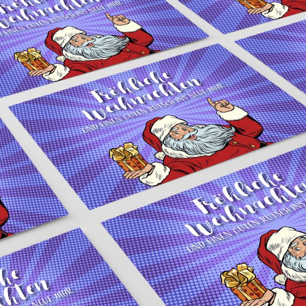 10 x moderne Weihnachtskarten mit Umschlag Motiv Weihnachten Weihnachtsmann Retro Modern Fröhliche Weihnachten – Bild 6