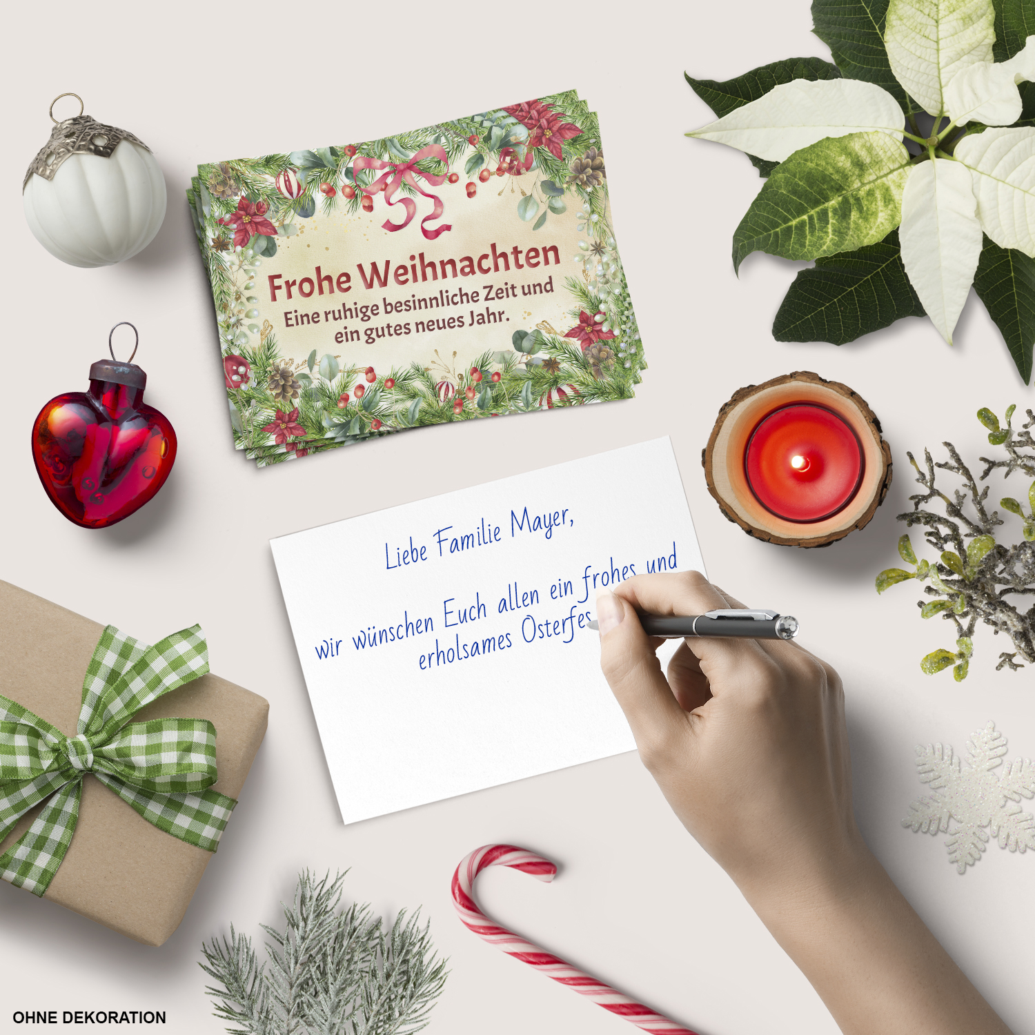 10 Weihnachtskarten Set mit Umschlag Grußkarten Weihnachten Postkarten Format Weihnachtspostkarte Schleife – Bild 4