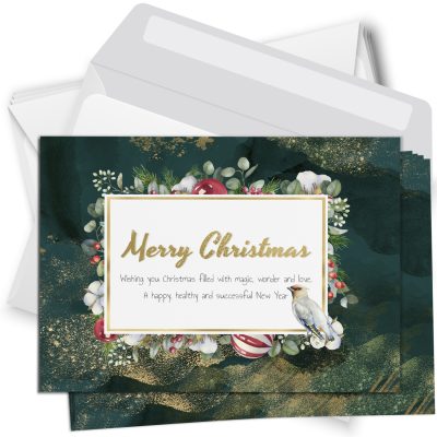 10 Weihnachtskarten Set mit Umschlag Grußkarten Weihnachten Postkarten Format Weihnachtspostkarte Petrol