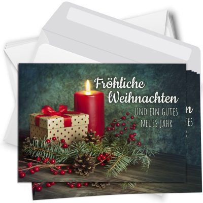 10 Weihnachtskarten Set mit Umschlag Grußkarten Weihnachten Postkarten Format Weihnachtspostkarte Kerzen
