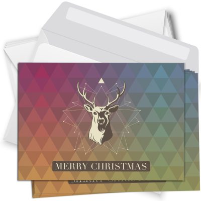 10 Weihnachtskarten Set mit Umschlag Grußkarten Weihnachten Postkarten Format Weihnachtspostkarte Rentier bunt