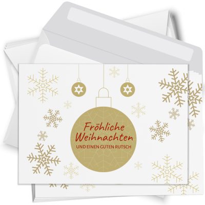 10 Weihnachtskarten Set mit Umschlag Grußkarten Weihnachten Postkarten Format Weihnachtspostkarte Kugeln