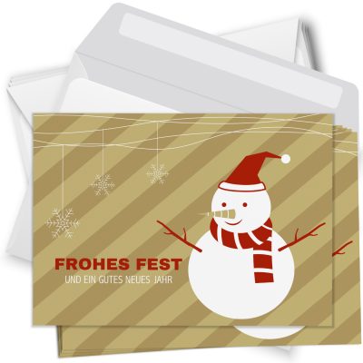 10 Weihnachtskarten Set mit Umschlag Grußkarten Weihnachten Postkarten Format Weihnachtspostkarte Schneemann