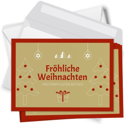 10 Weihnachtskarten Set mit Umschlag Grußkarten Weihnachten Postkarten Format Weihnachtspostkarte Tannenbaum