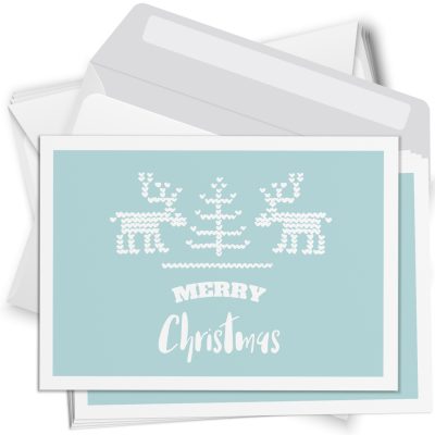 10 Weihnachtskarten Set mit Umschlag Grußkarten Weihnachten Postkarten Format Weihnachtspostkarte Rentier türkis