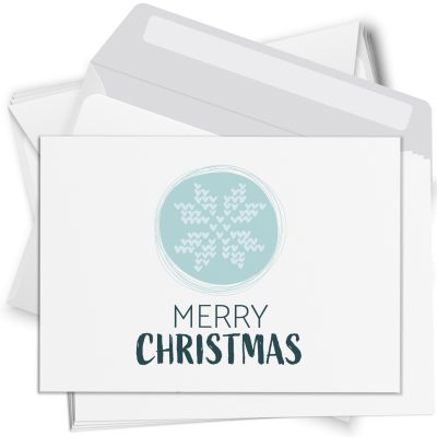 10 Weihnachtskarten Set mit Umschlag Grußkarten Weihnachten Postkarten Format Weihnachtspostkarte Schneeflocke türkis